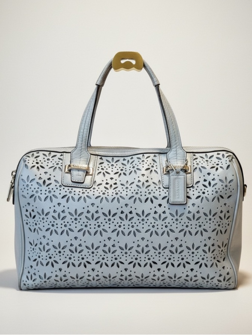 Coach Taylor Eyelet Leather Satchel with Accent Scarf (Style Number F27392). - Picture 2 of 14